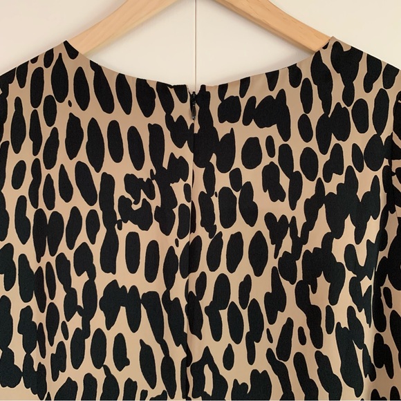 Ann Taylor LOFT Long Sleeve Satin Animal Print Shift Dress Sz 6 - Picture 8 of 11